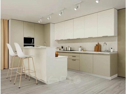 Модульный кухонный гарнитур Фьюжн silky grey, silky white 2330x4400/2400x600