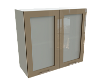 Шкаф В800 с 2-мя дверцами со стеклом Валерия-М БЕЛ/КАПУЧИНО Ф55