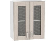 Шкаф верхний с 2-мя остекленными дверцами Лофт В 609 Cappuccino Veralinga-Белый