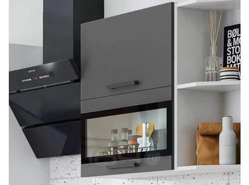 Кухонный гарнитур Техно графит софт new, экзотическое дерево амазония 2170x2700x600 фото 3