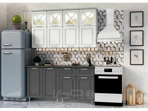 Кухонный гарнитур Констанция белый снег софт, графит софт new 2350x1600x600