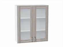 Шкаф верхний с 2-мя остекленными дверцами Лофт Cappuccino Veralinga/Белый 920*800*320