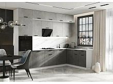 Кухонный гарнитур Рио бетон светлый, бетон темный 2500x3000/1800x600
