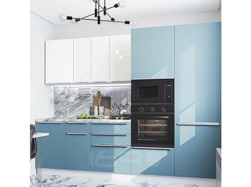 Модульный кухонный гарнитур Фьюжн-07 angel, silky blue 2140x2700x600