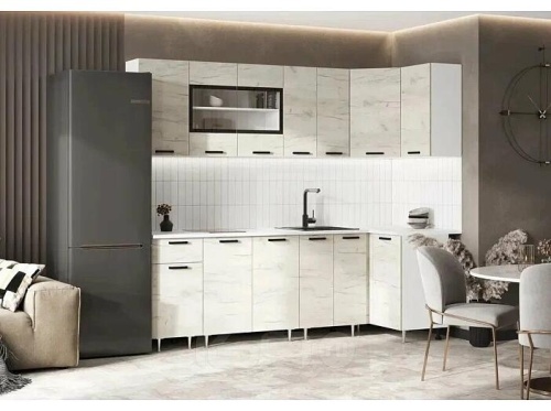 Кухонный гарнитур Рио дуб крафт белый 2140x2400/1000x600